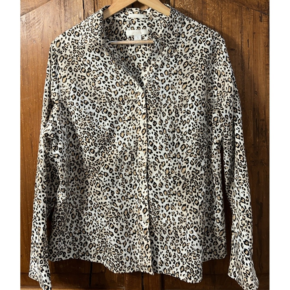 Women's Chicos NO IRON L/S Button Front Shirt Animal Print‎ Leopard Sz 16 (3)